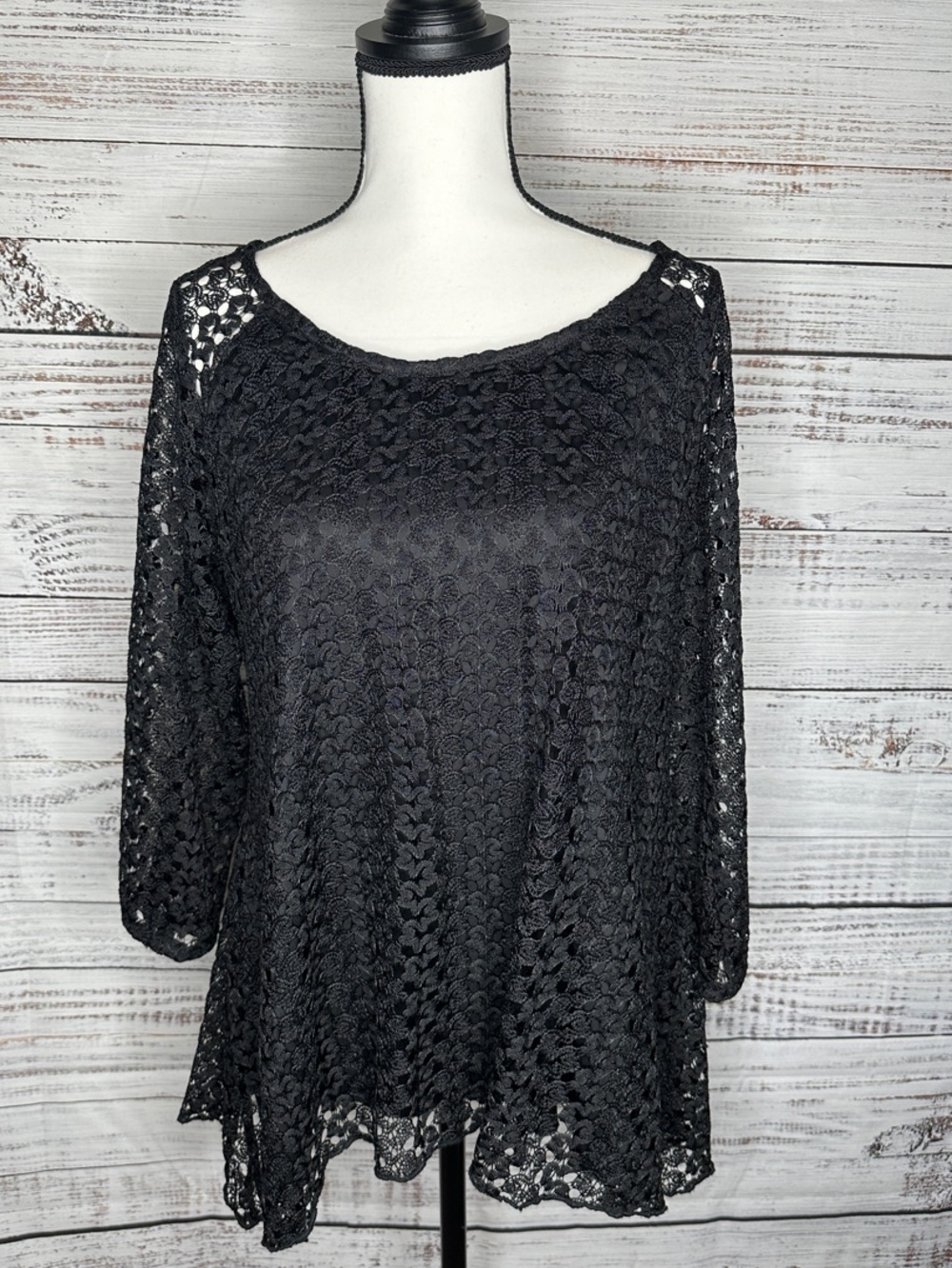 Beautiful black lace overlay top with built in black tank